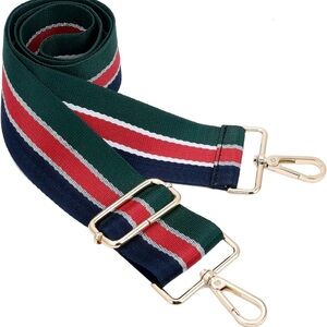NWT Striped Adjustable Bag Strap with Gold Hardware (Blue Red & Green)